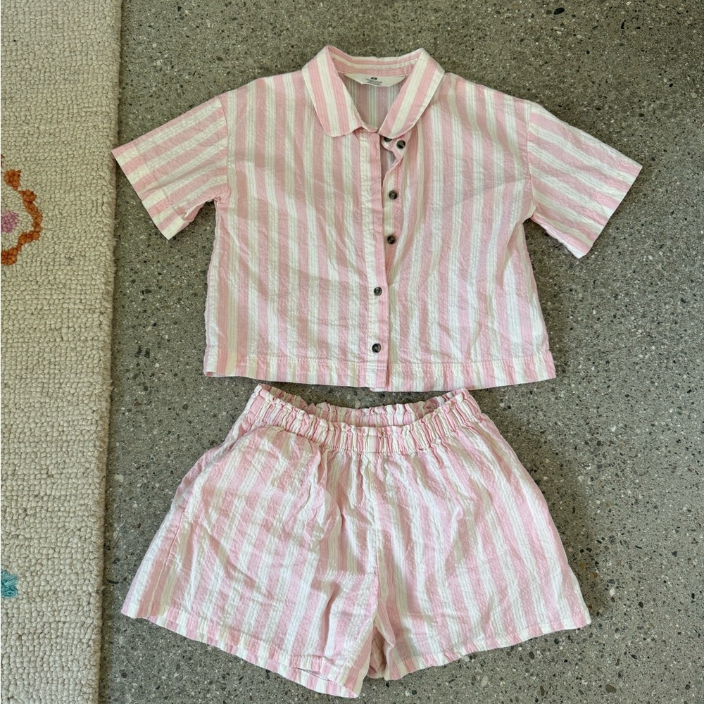 H&M Pink and White Striped Kids Matching Set